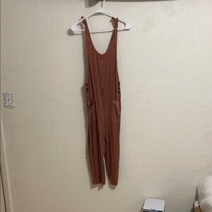 O'Neill Rust-Red Tie-Shoulder Utility Jumpsuit